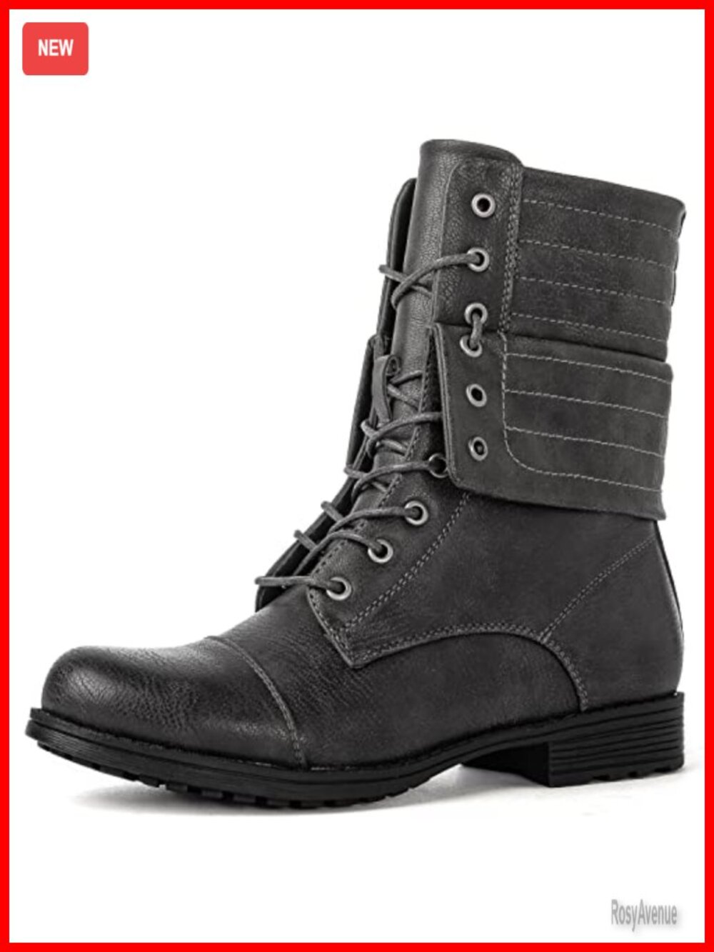 Women's Faux Leather Lace Up Combat Ankle Boots